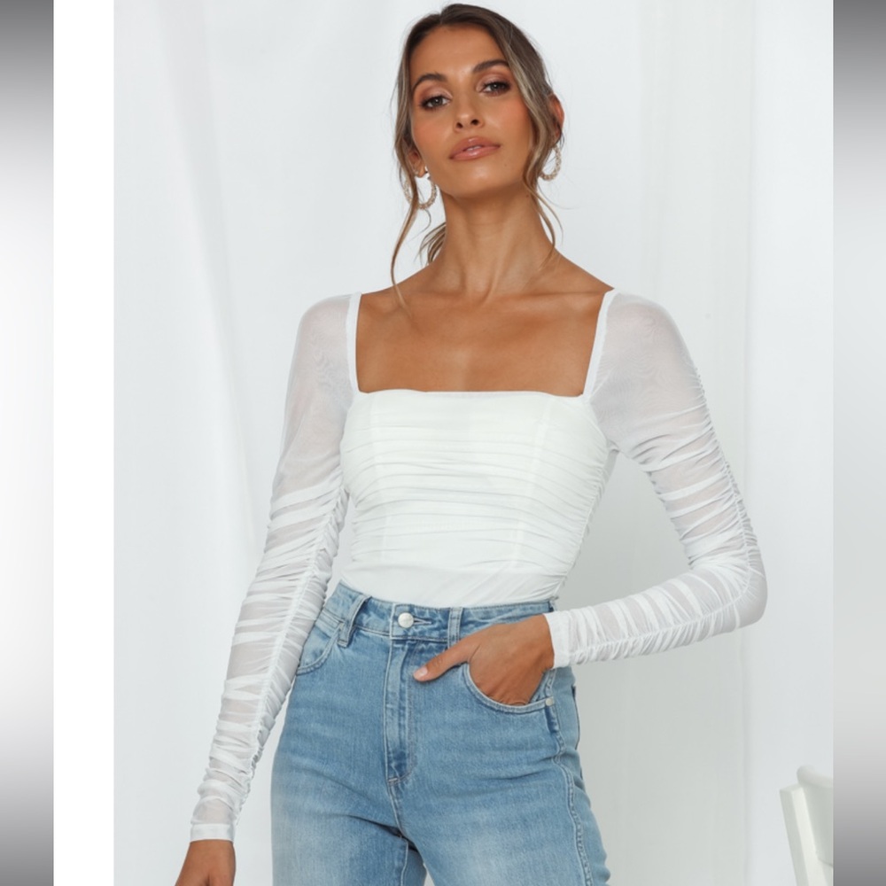 Long sleeve white bodysuit